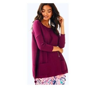 Lilly Pulitzer Elba Sweater, Maroon, Size XS